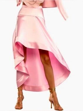 Cynthia Rowley Livia Satin Hi-Low Hem  Skirt in pink size 0